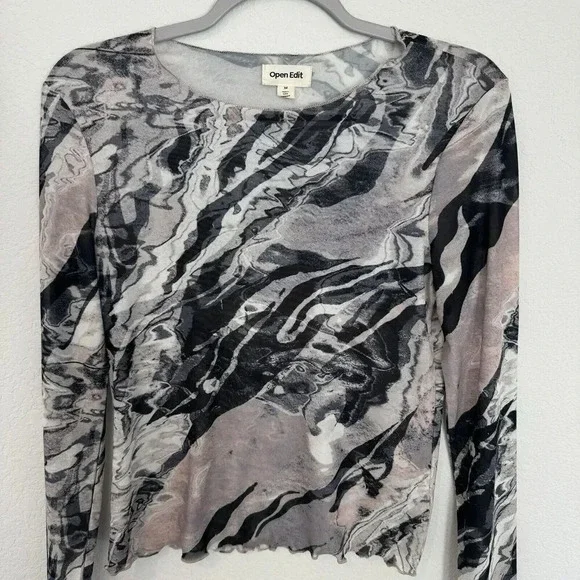 Open Edit Long Sleeve Top Gray Size Medium - Picture 5 of 5